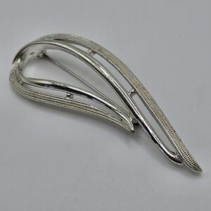 VINTAGE Sarah Coventry Cov Modernist Silver Tone Swirl Brooch Pin 1960s